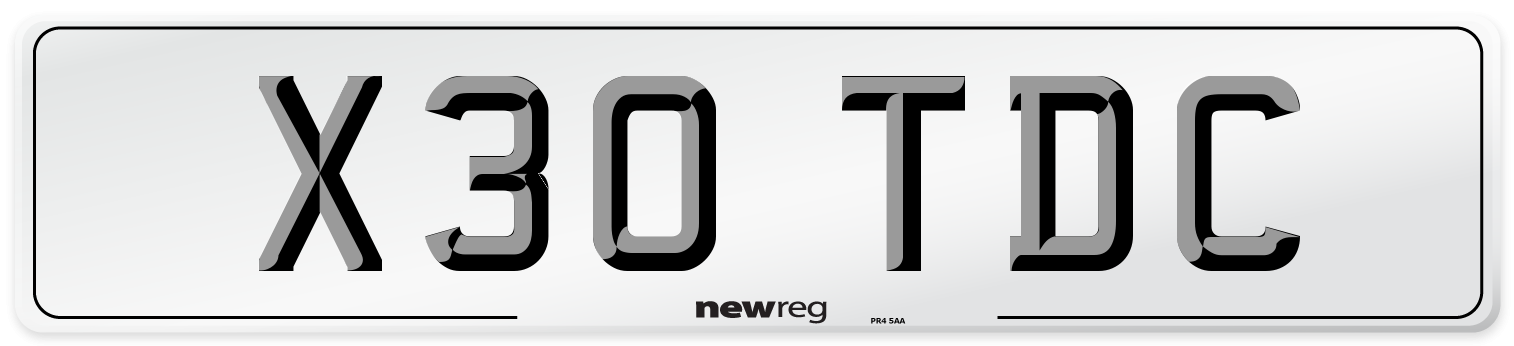 X30 TDC Number Plate from New Reg
